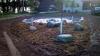 Firepit with Mesquite flagstone and traprock & Mulched Plant Bed