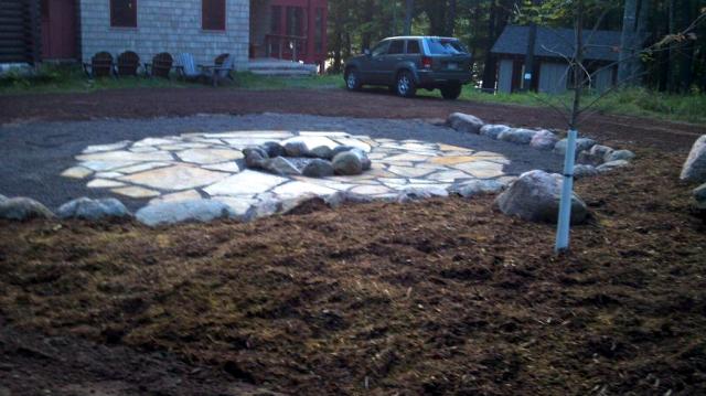 Firepit with Mesquite flagstone and traprock 3